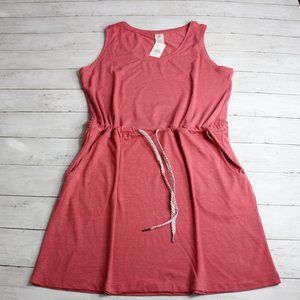 Women's Sleeveless Casual Athletic Tank Pocket Dress Size L Pink